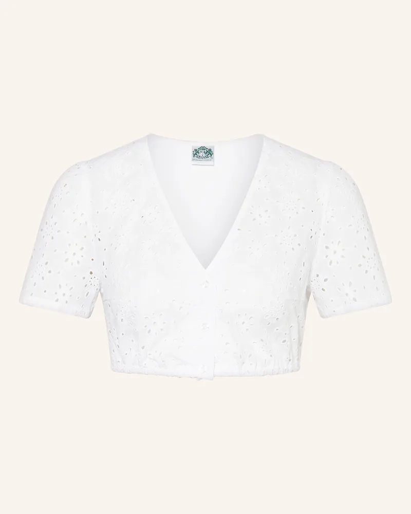 Hammerschmid Dirndlbluse Bärbel Im Materialmix weiss Weiss