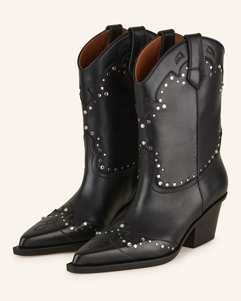 Paris Texas Cowboy Boots JANICE mit Schmucksteinen Schwarz