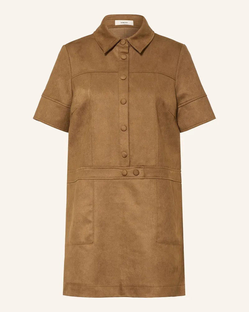 Suncoo Hemdblusenkleid City In Lederoptik braun Cognac