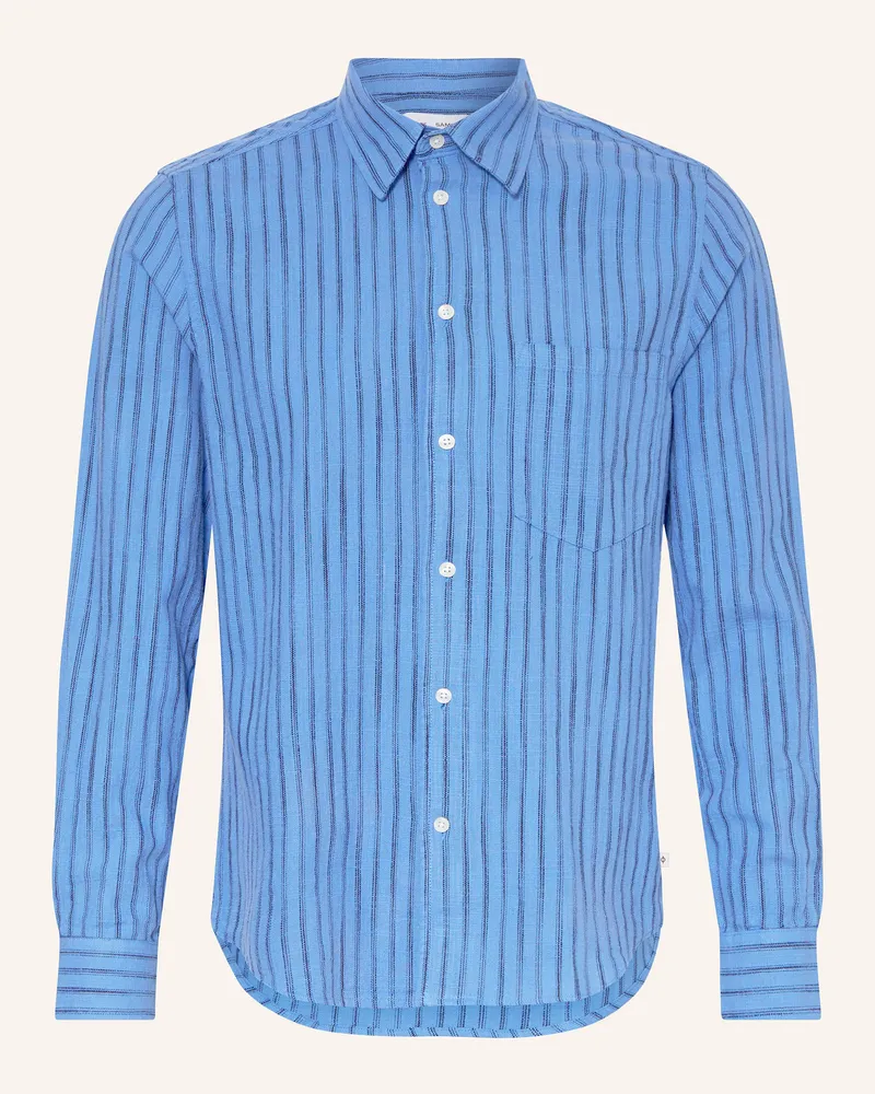 Samsøe & Samsøe Hemd LIAM Comfort Fit mit Leinen Blau