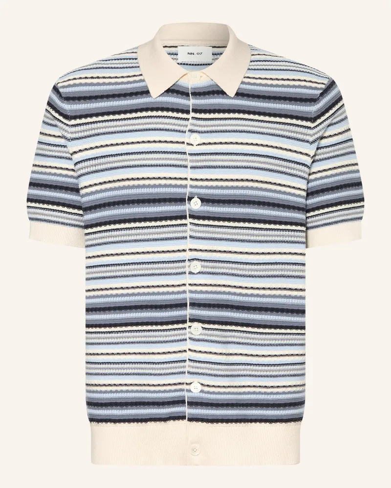 NN 07 Strickhemd Nolan Regular Fit blau Hellblau