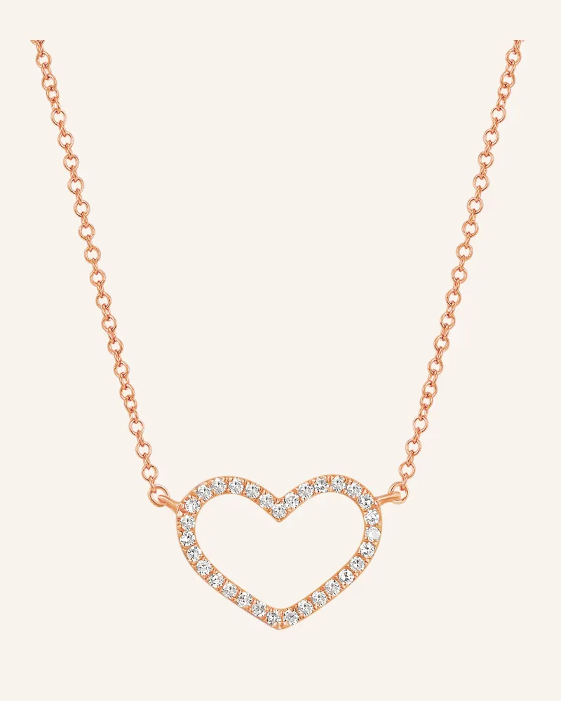 Leaf Halskette HEART aus 18 Karat Roségold mit Diamanten Roségold