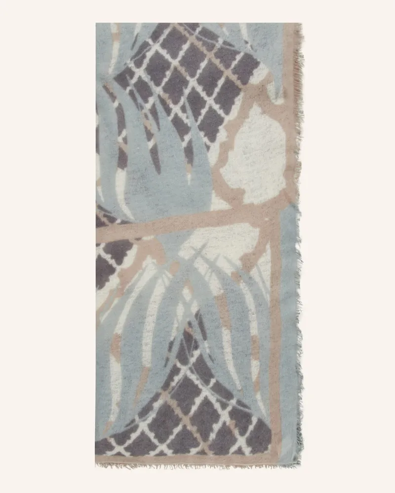 Puschoen Cashmere-Schal Feuervogel beige Blaugrau