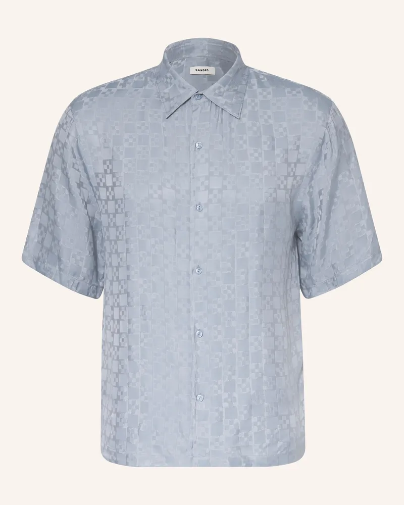 Sandro Kurzarm-Hemd Regular Fit Aus Jacquard blau Blaugrau