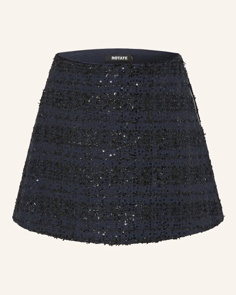ROTATE Birger Christensen Bouclé-Rock mit Pailletten Dunkelblau