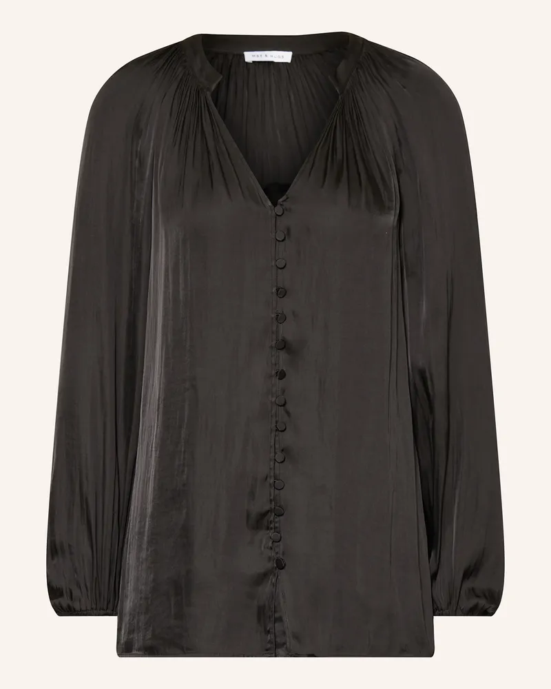 Mrs & HUGS Satinbluse schwarz Schwarz