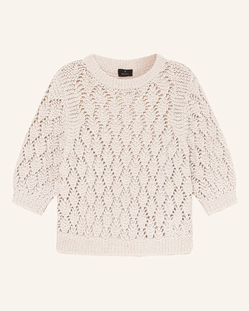monari Pullover mit 3/4-Arm und Glitzergarn Hellbraun
