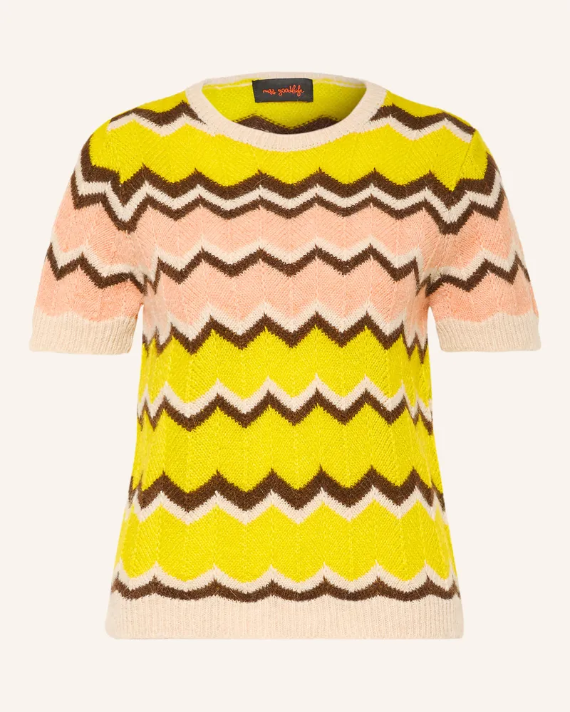 Miss Goodlife Strickshirt beige Neongelb