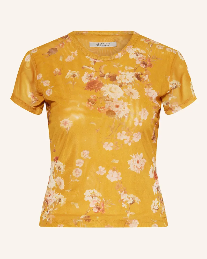 AllSaints T-Shirt ELLIE aus Mesh Dunkelgelb