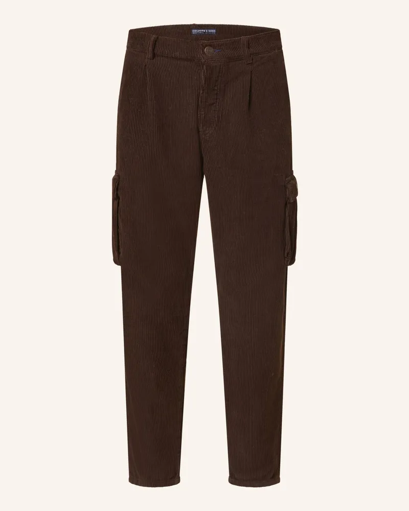 colours & sons Cargohose Relaxed Fit aus Cord Dunkelbraun