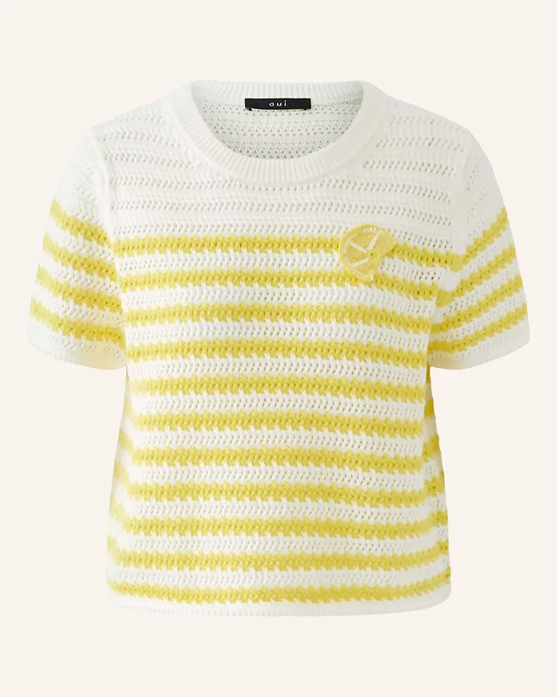 Oui  Strickshirt Mit Pailletten weiss Weiss