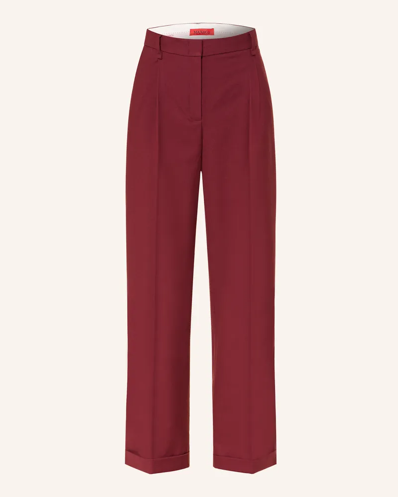 MAX&Co. Marlenehose aus Flanell Dunkelrot