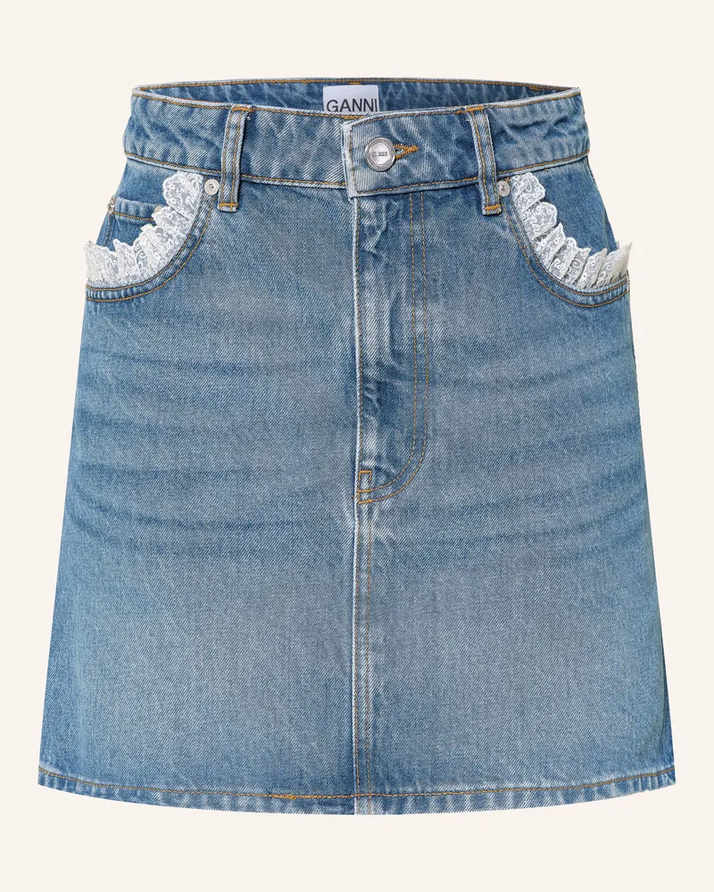 Ganni Jeansrock Mit Spitze blau Hellblau