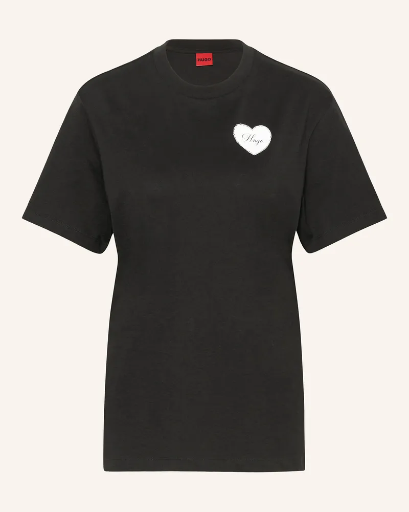 HUGO BOSS T-Shirt VINTAGE mit Schmuckstein Schwarz