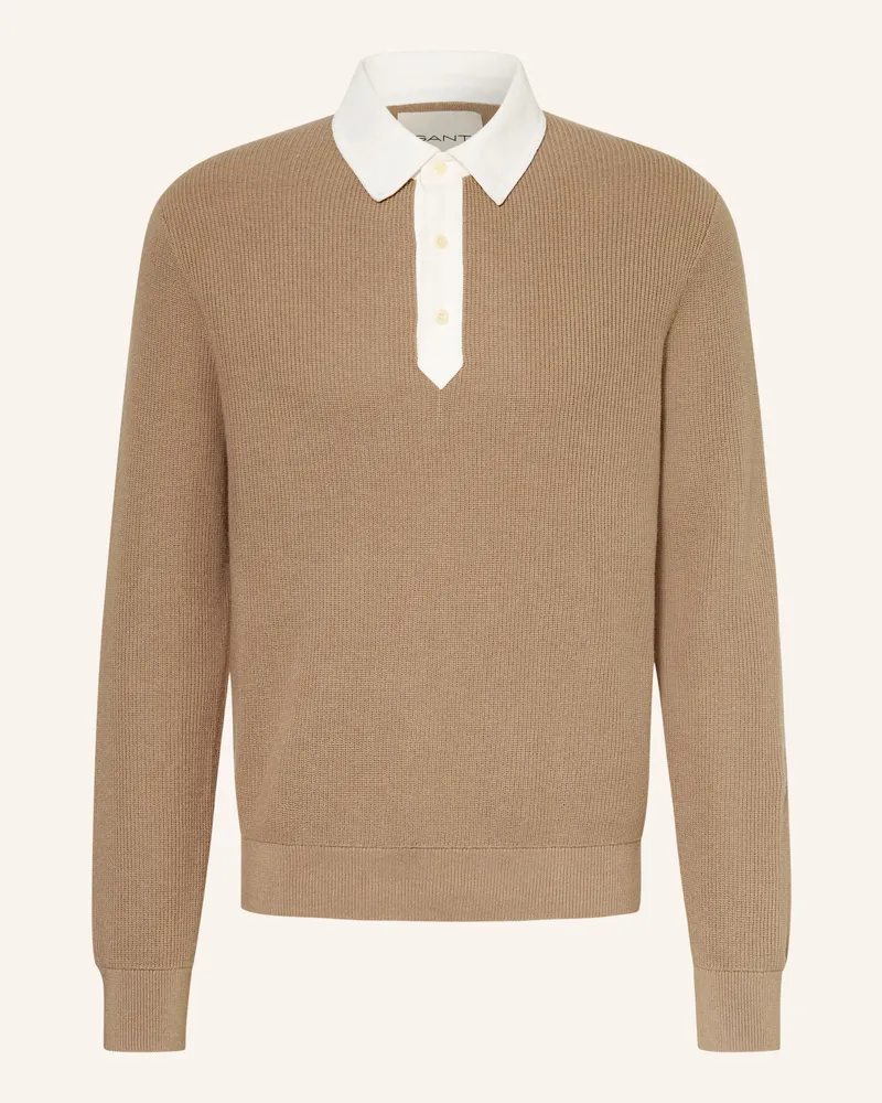 Gant Strick-Rugbyshirt beige Taupe