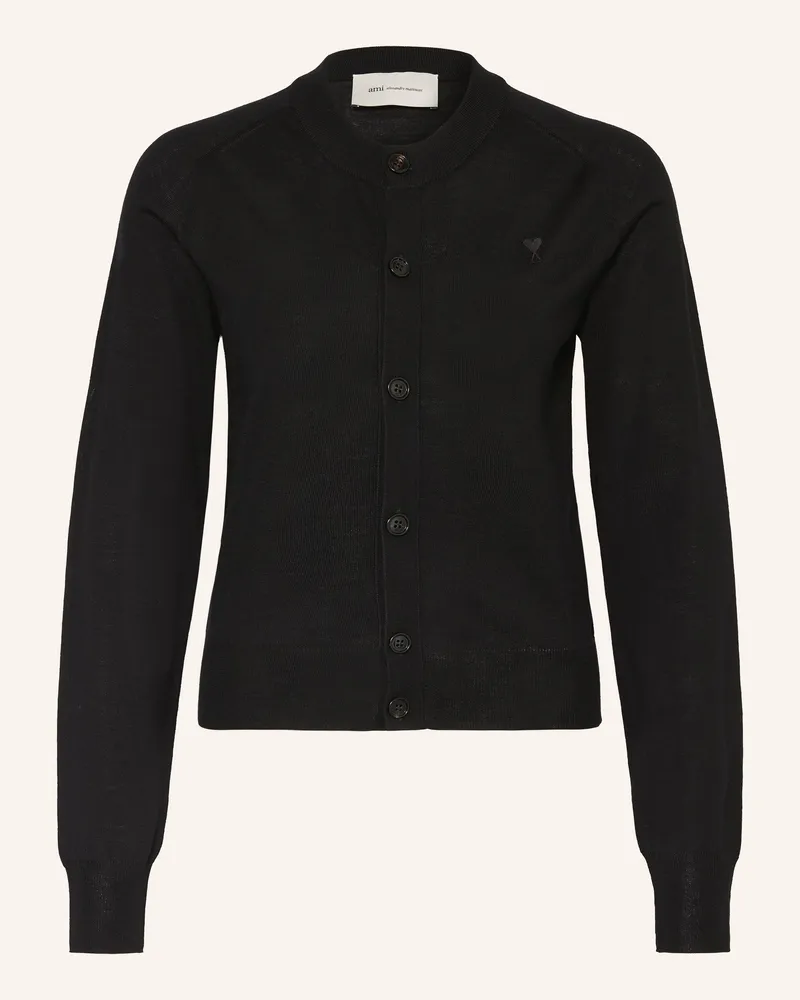 AMI Paris Strickjacke aus Merinowolle Schwarz