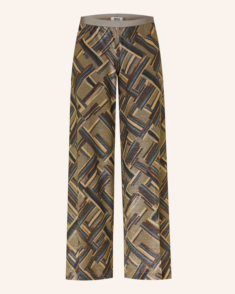 SIYU Marlenehose Aus Jersey Mit Glitzergarn grau Gold
