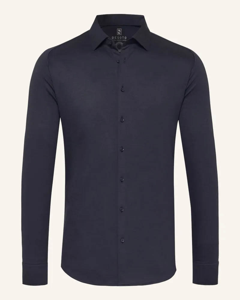 DESOTO Jerseyhemd Slim Fit blau Dunkelblau