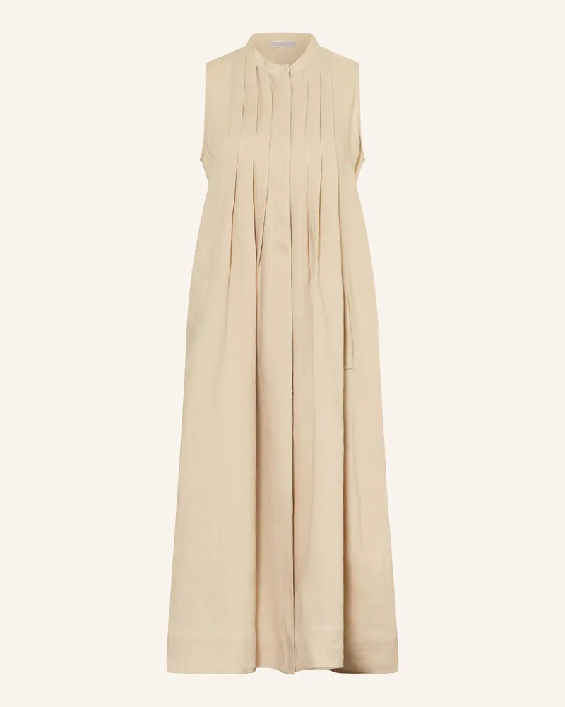 Antonelli Firenze Leinenkleid NORVEGIA mit Plissees Beige