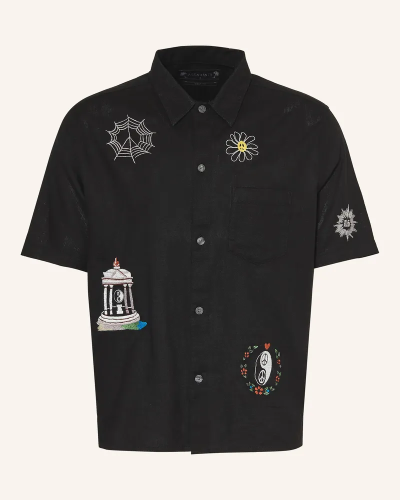 AllSaints Kurzarmhemd KARLTON Boxy Fit Schwarz