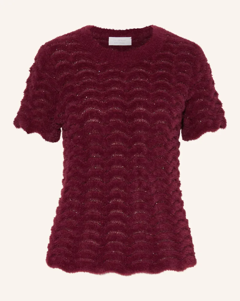 Rich&Royal Strickshirt mit Pailletten Dunkelrot