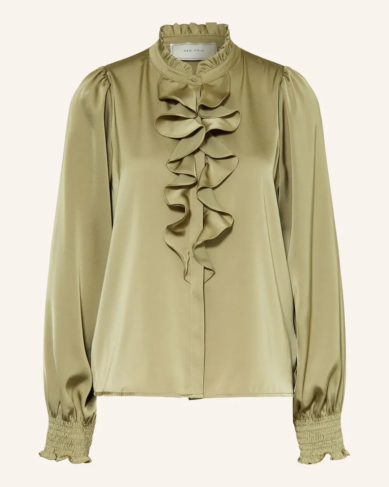 Neo Noir Satinbluse Zamola Mit Volants gruen Hellgrün