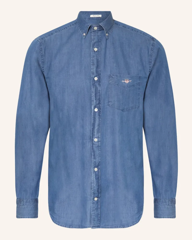 Gant Hemd Regular Fit In Jeansoptik blau Blau