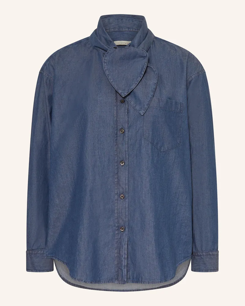 lilienfels Schluppenbluse in Jeansoptik Blau