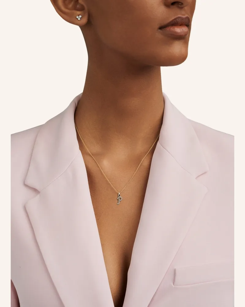 CADA Kette TINY DIAMOND LETTER P Roségold