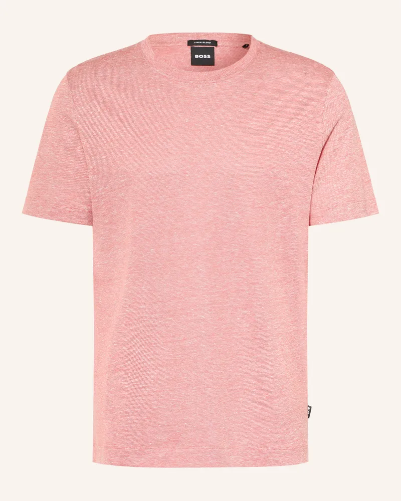 HUGO BOSS T-Shirt Thompson Mit Leinen rot Hellrot