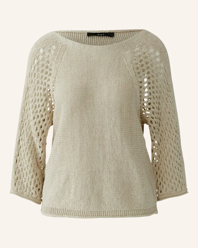 Oui  Pullover Mit 3/4-Arm beige Hellbraun
