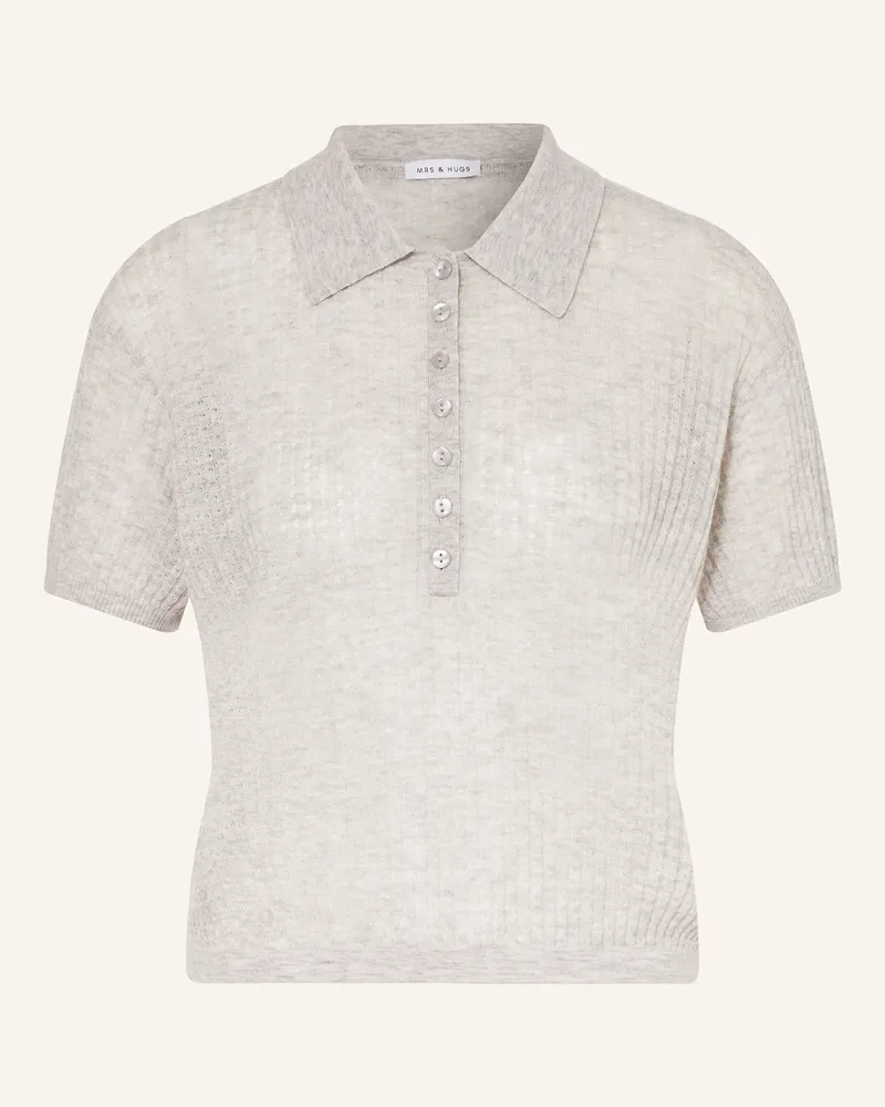 Mrs & HUGS Strick-Poloshirt mit Cashmere Hellgrau