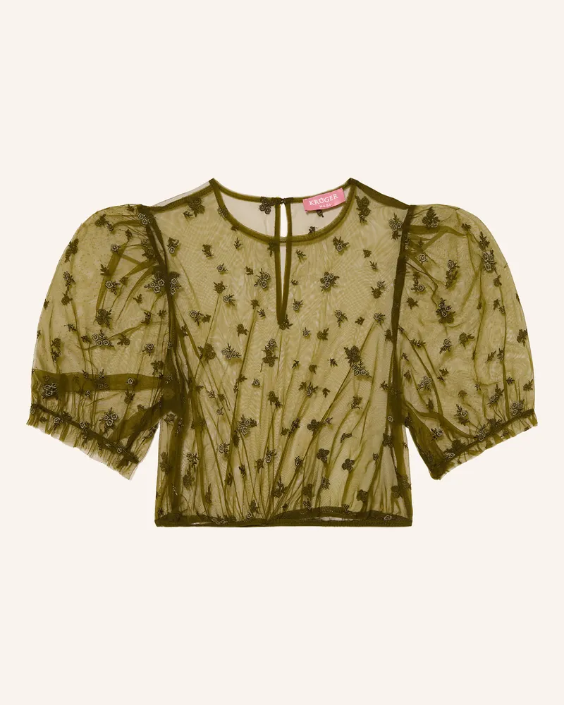 Krüger Dirndlbluse Arla Aus Mesh gruen Oliv