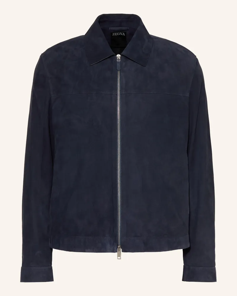Ermenegildo Zegna Lederjacke blau Dunkelblau