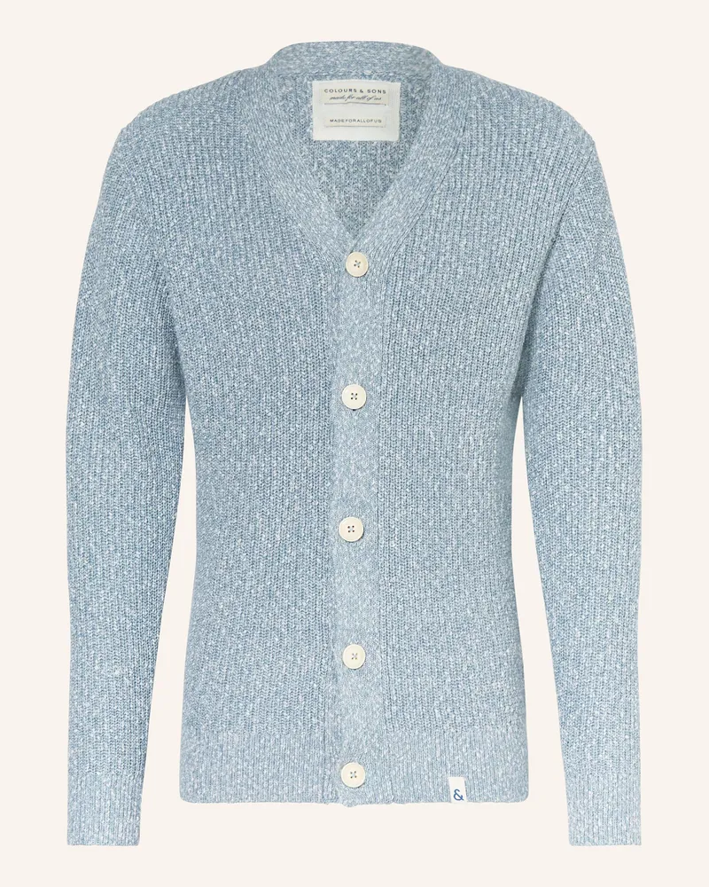 colours & sons Strickjacke Blaugrau