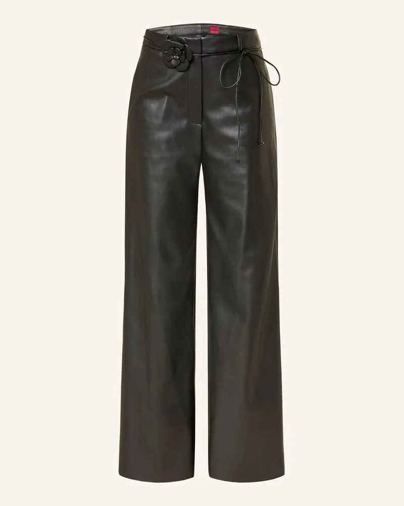 HUGO BOSS Hose Hasmina In Lederoptik schwarz Schwarz