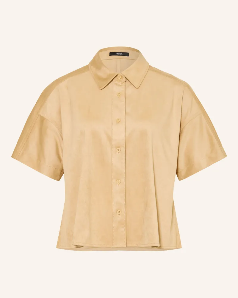 someday. Hemdbluse Ztina In Lederoptik beige Camel