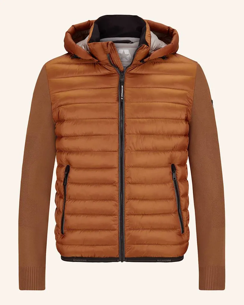 Milestone Steppjacke MSGENUA im Materialmix mit abnehmbarer Orange