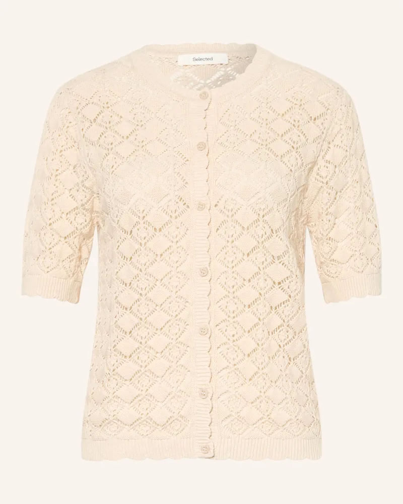 Selected Strickjacke weiss Ecru
