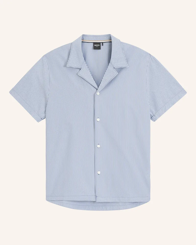 HUGO BOSS Resorthemd VELVETFISH Regular Fit Blau