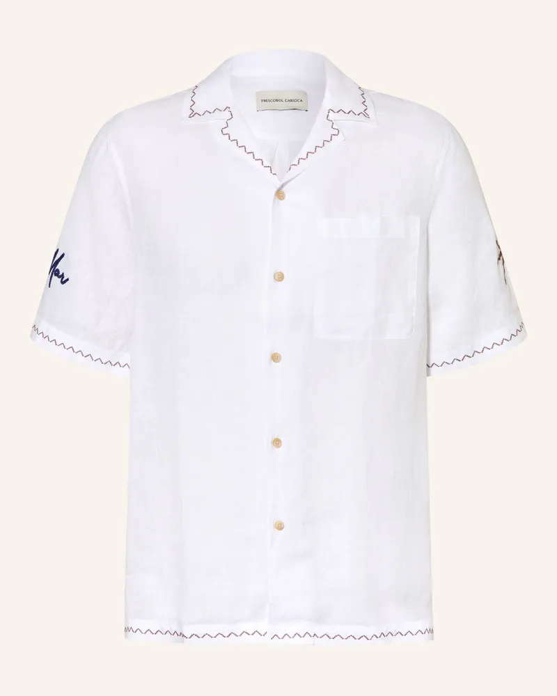 Frescobol Carioca Resorthemd Alves Comfort Fit Aus Leinen weiss Weiss