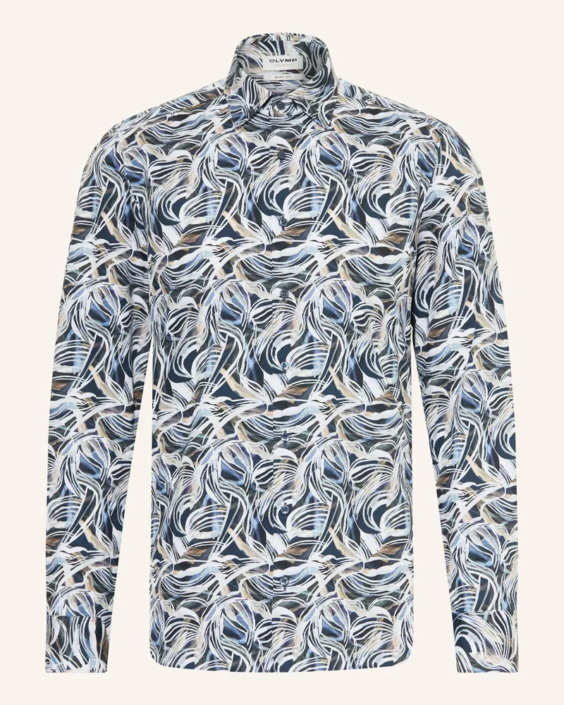 Olymp Hemd Body Fit blau Schwarz