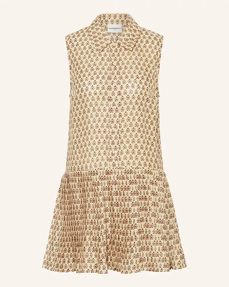 Claudie Pierlot Kleid mit Plisses Creme