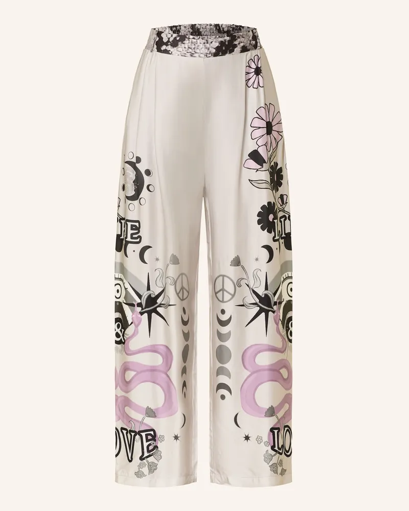 Miss Goodlife Marlenehose aus Satin Hellgrau