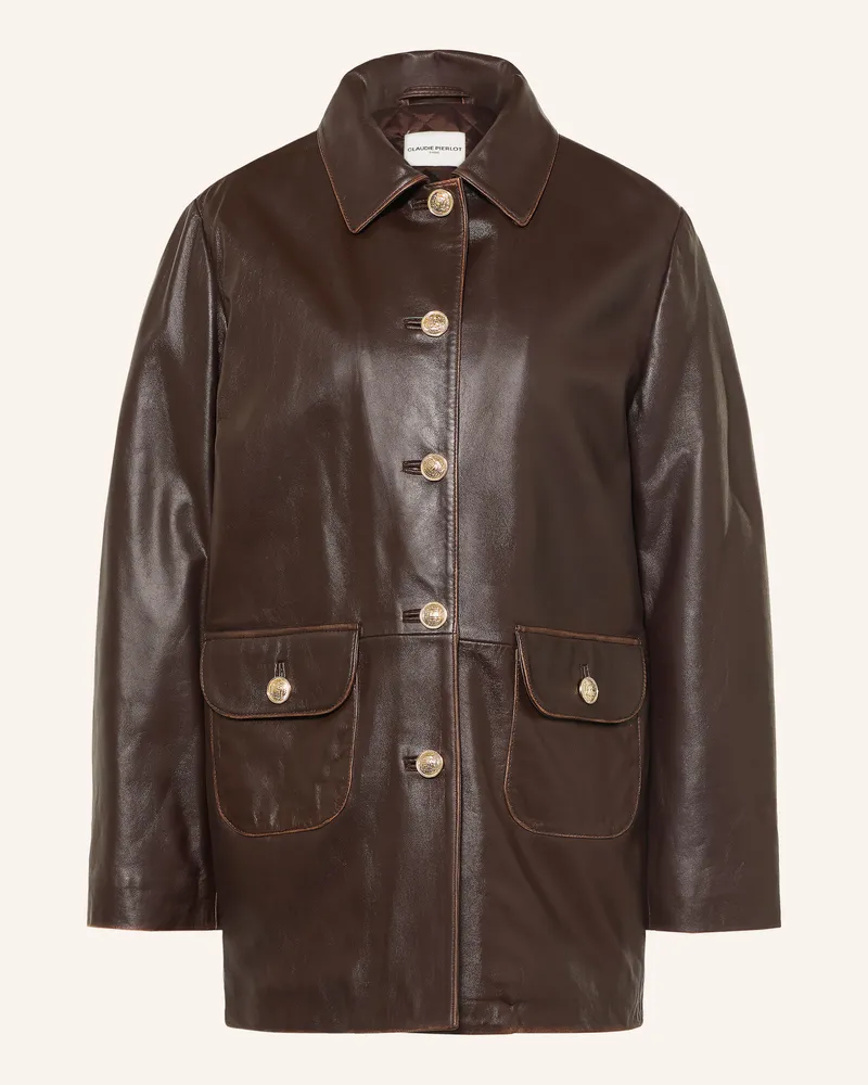 Claudie Pierlot Lederjacke braun Dunkelbraun