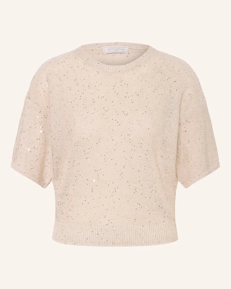 Antonelli Firenze Strickshirt Zagara Mit Leinen Und Pailletten beige Beige