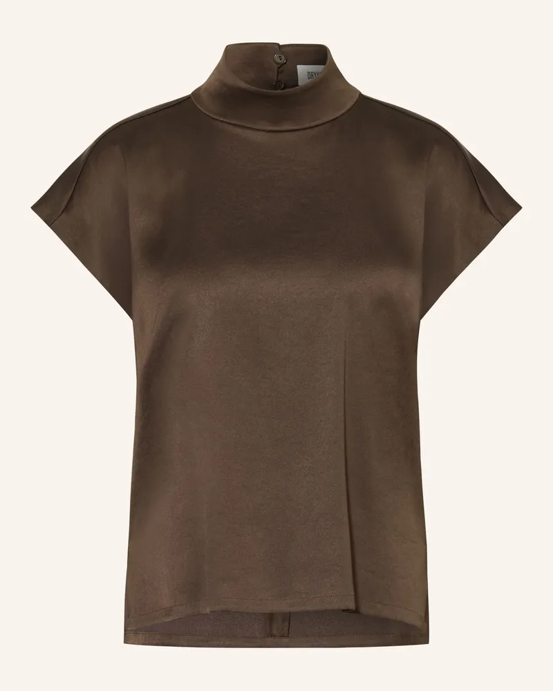 Drykorn Blusenshirt Alaria_1 Aus Satin braun Dunkelbraun