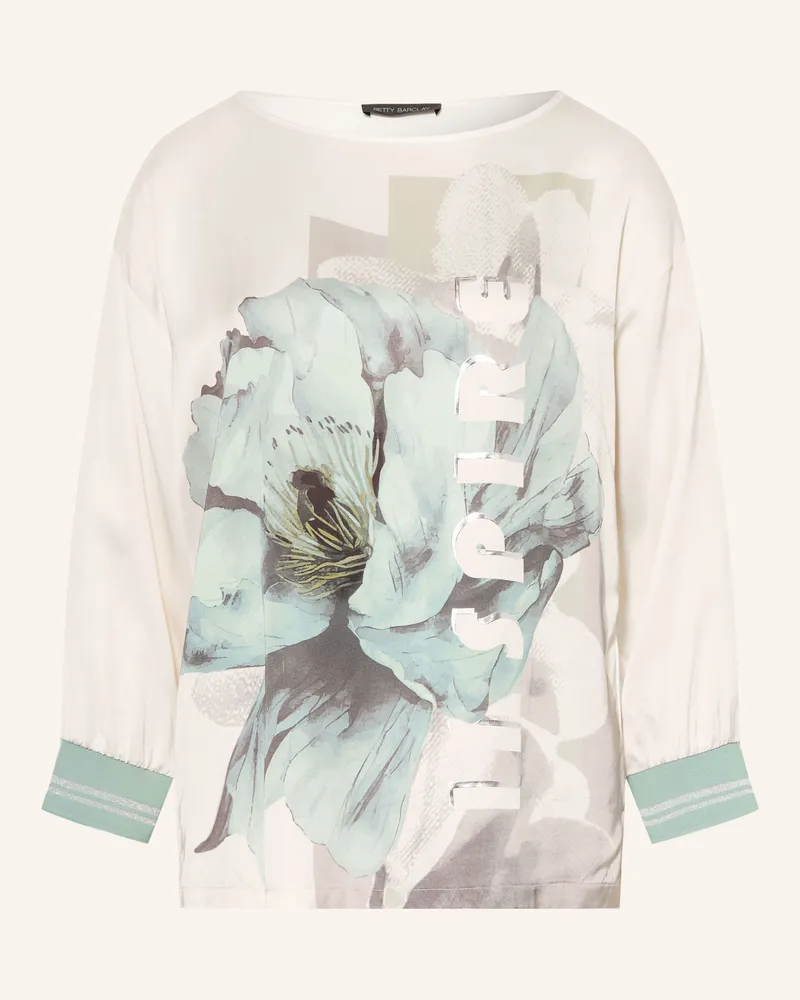 Betty Barclay Blusenshirt Aus Satin Mit 3/4-Arm Und Glitzergarn gruen Beige