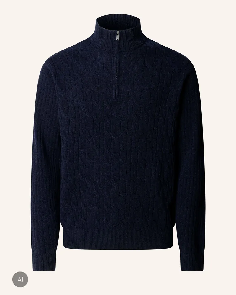 Hackett Pullover Lambswool Cable Hzip blau Blau