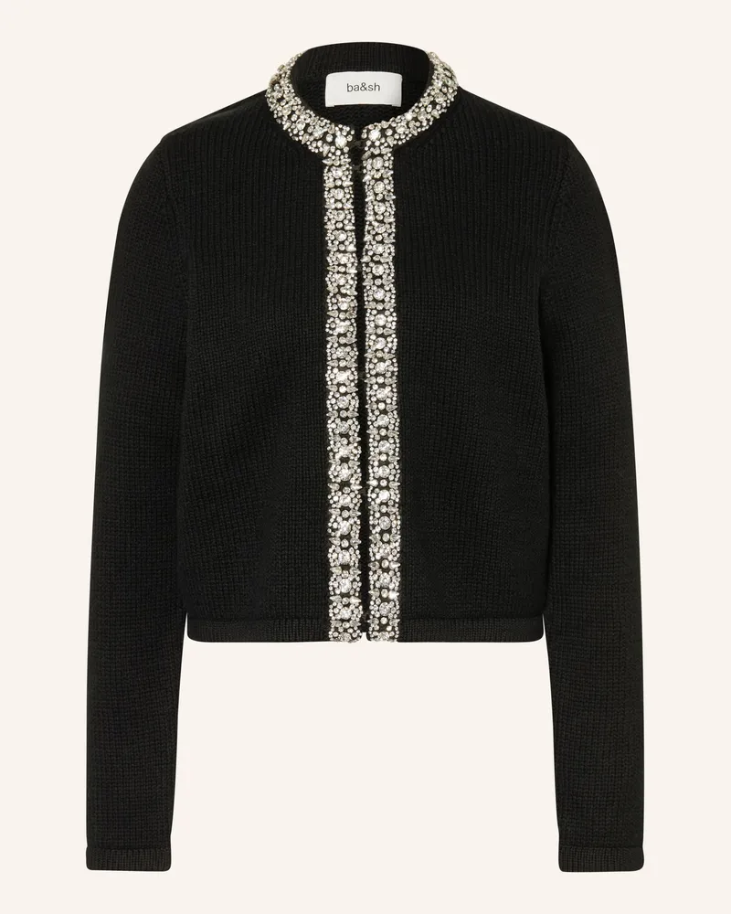 ba&sh Strickjacke LOUNA mit Schmucksteinen Schwarz